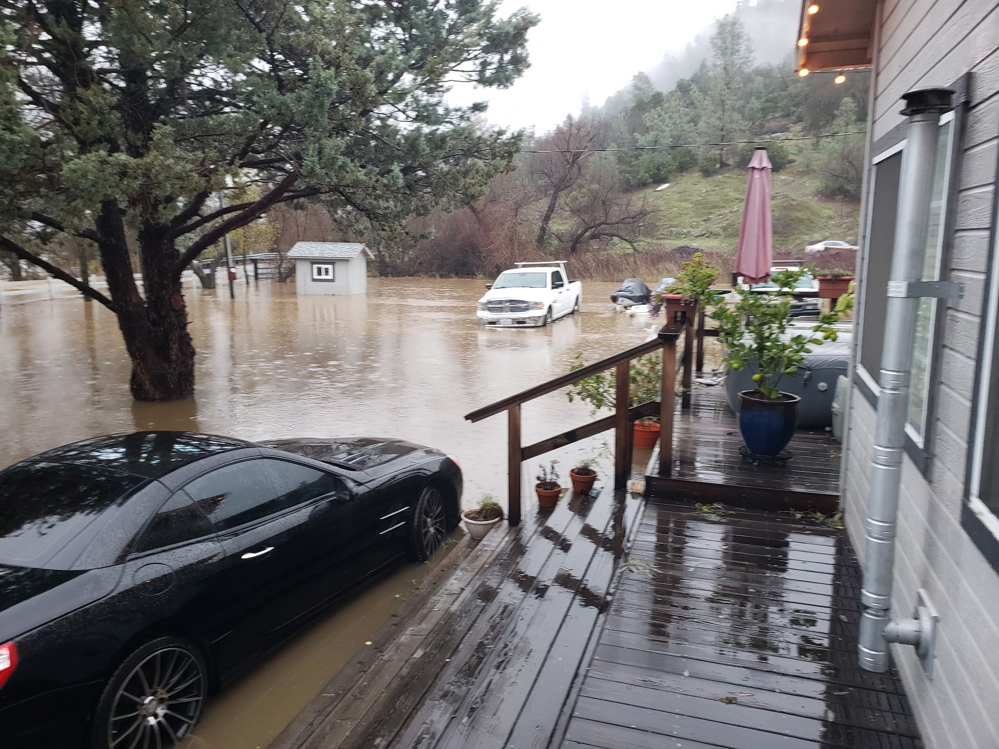 Flooded front yard on Clark Drive (January 2026)