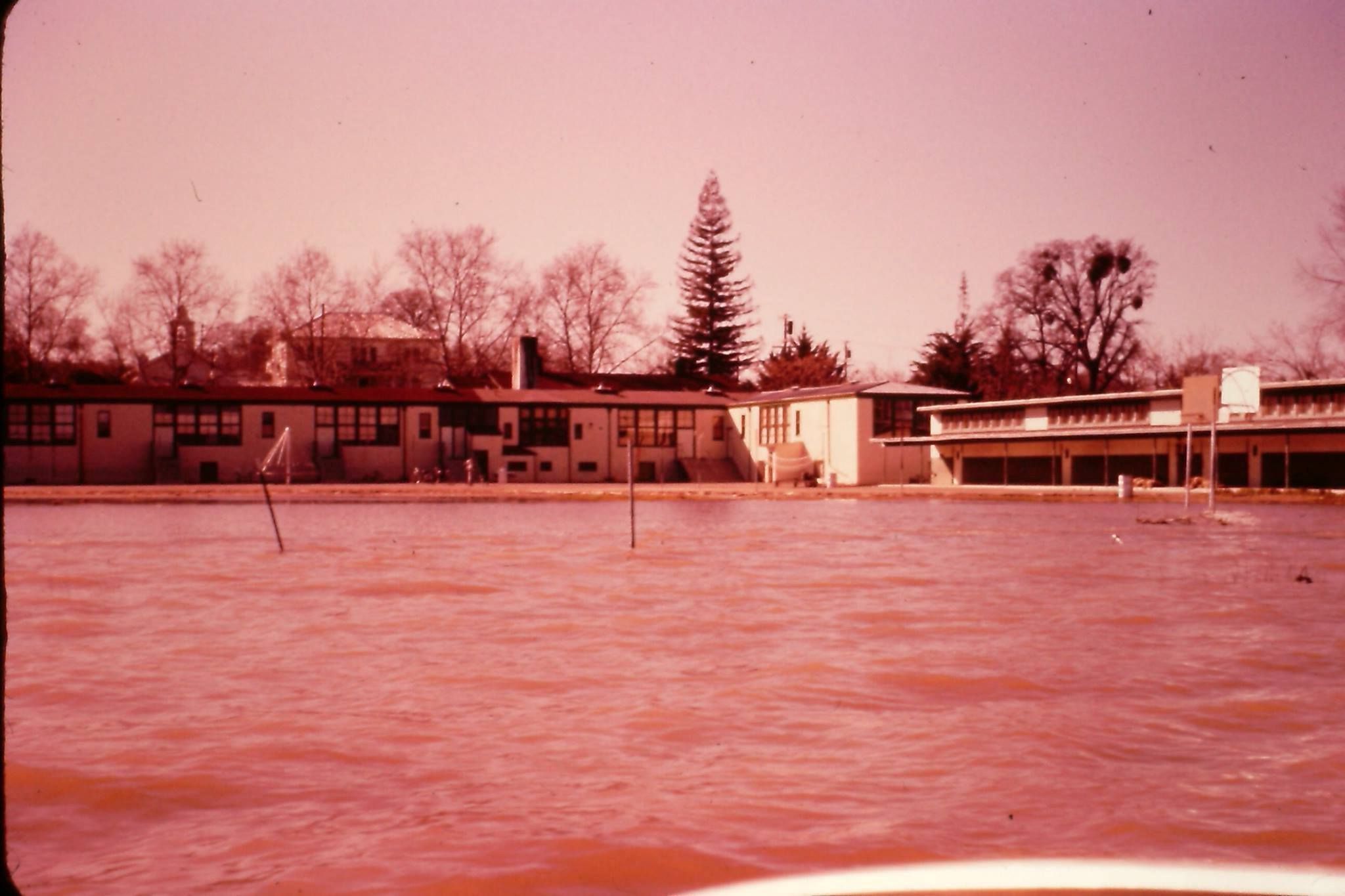 Old Lakeport Elementary School on Main Street during the 1958 flood. Source: Official City of Lakeport Facebook page